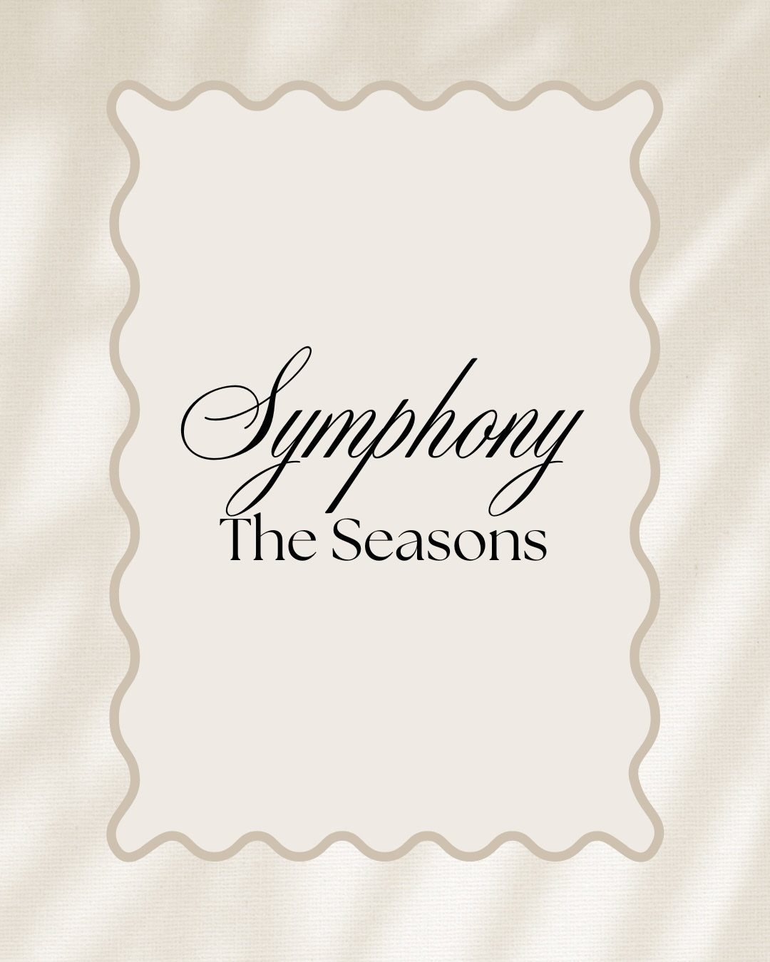 Cream card with wavy border featuring elegant cursive and serif black typography.